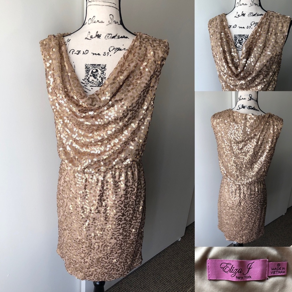 Eliza J New York gold sequined dress